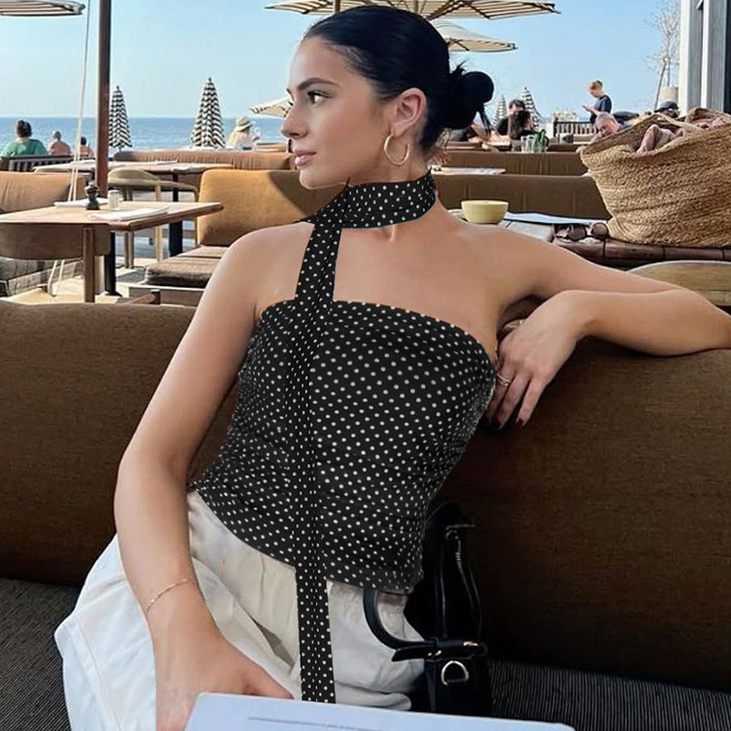 Top PIA – à pois avec foulard