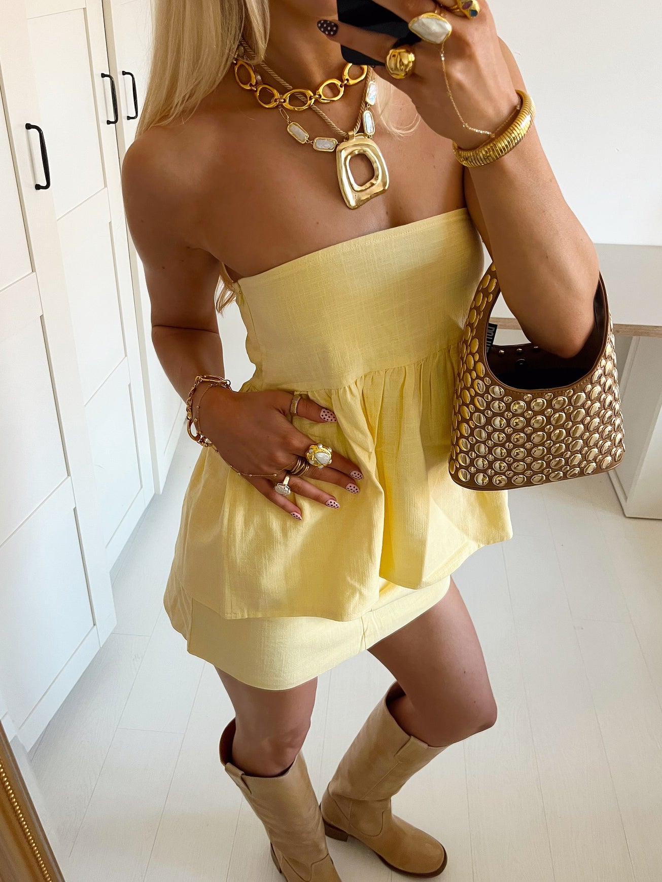 Ensemble JULIA- Top Bandeau et Jupe Cotton et Lin