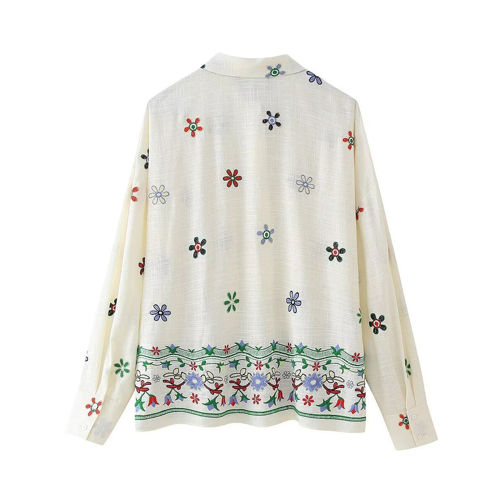 Ensemble FANNY - Chemise Brodée de fleur