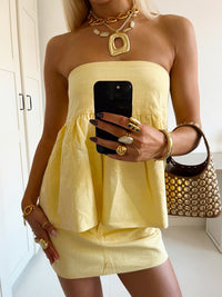 Ensemble JULIA- Top Bandeau et Jupe Cotton et Lin