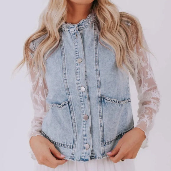 Gilet JANA - Denim Boutonné