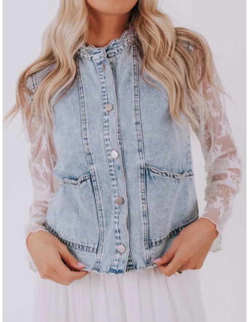Gilet JANA - Denim Boutonné